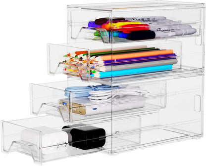 Acrylic Stackable Drawer Storage Organizer: Slim Desk Mini Drawers