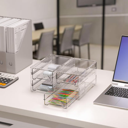 Acrylic Stackable Drawer Storage Organizer: Slim Desk Mini Drawers