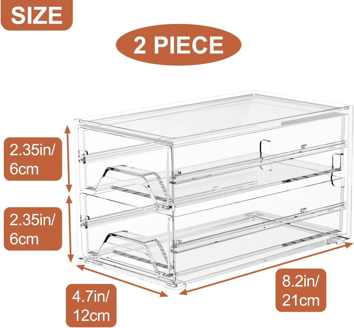 Acrylic Stackable Drawer Storage Organizer: Slim Desk Mini Drawers
