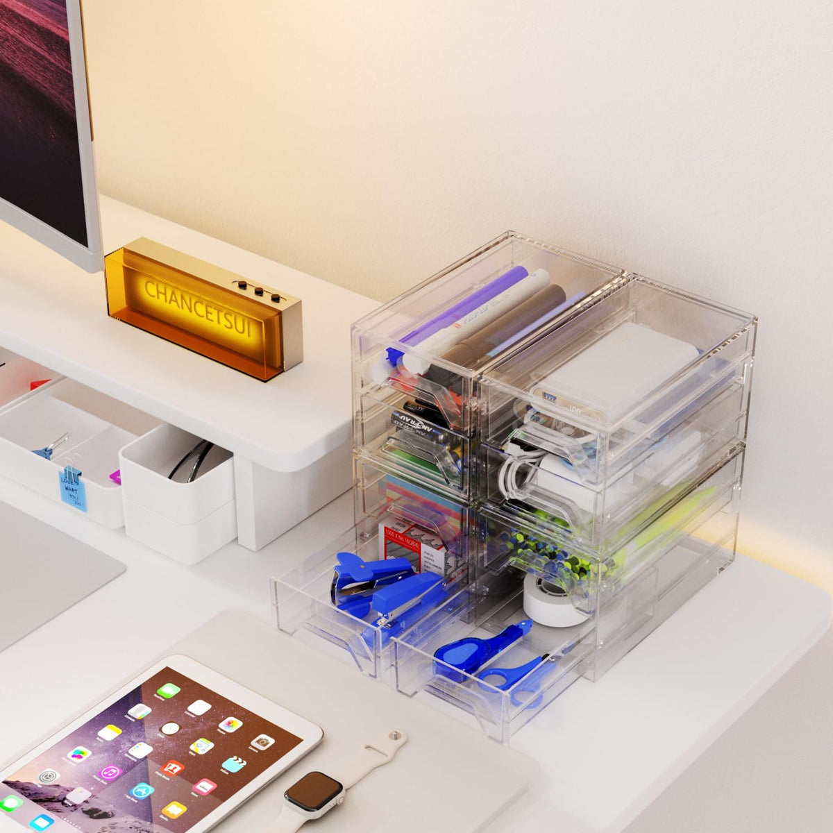 Acrylic Stackable Drawer Storage Organizer: Slim Desk Mini Drawers