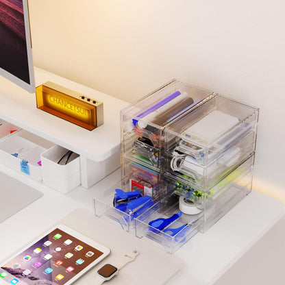 Acrylic Stackable Drawer Storage Organizer: Slim Desk Mini Drawers