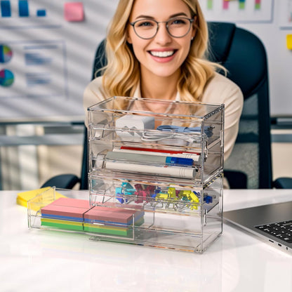Acrylic Stackable Drawer Storage Organizer: Slim Desk Mini Drawers