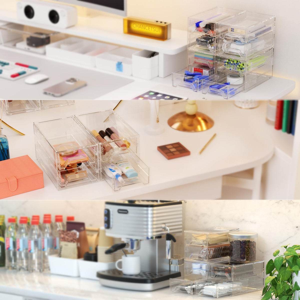Acrylic Stackable Drawer Storage Organizer: Slim Desk Mini Drawers