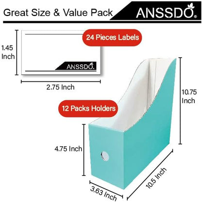 12 Pack Black Cardboard Magazine File Holder Storage Organizer