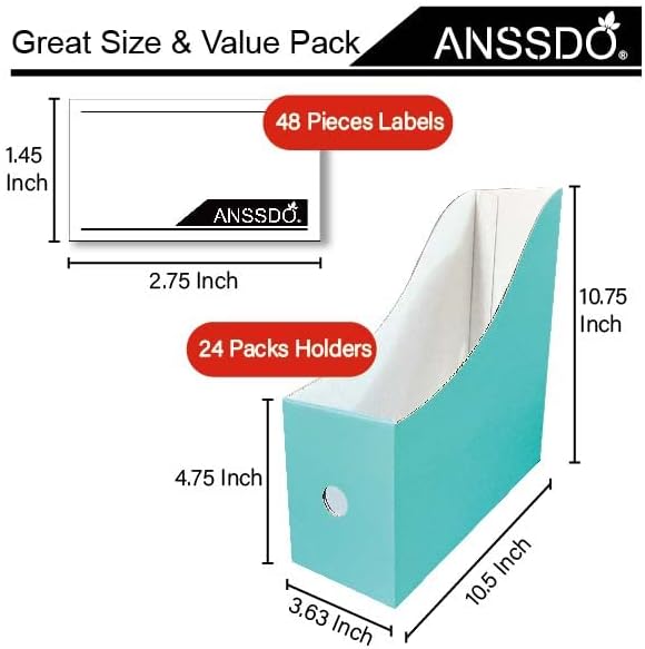 12 Pack Black Cardboard Magazine File Holder Storage Organizer