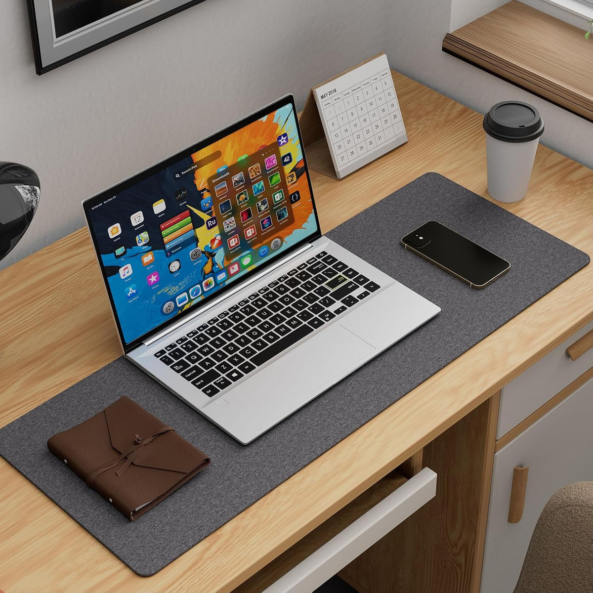 Large Felt Desk Protector Mat and Pad, (Dark Gray, 31.5"x11.8")