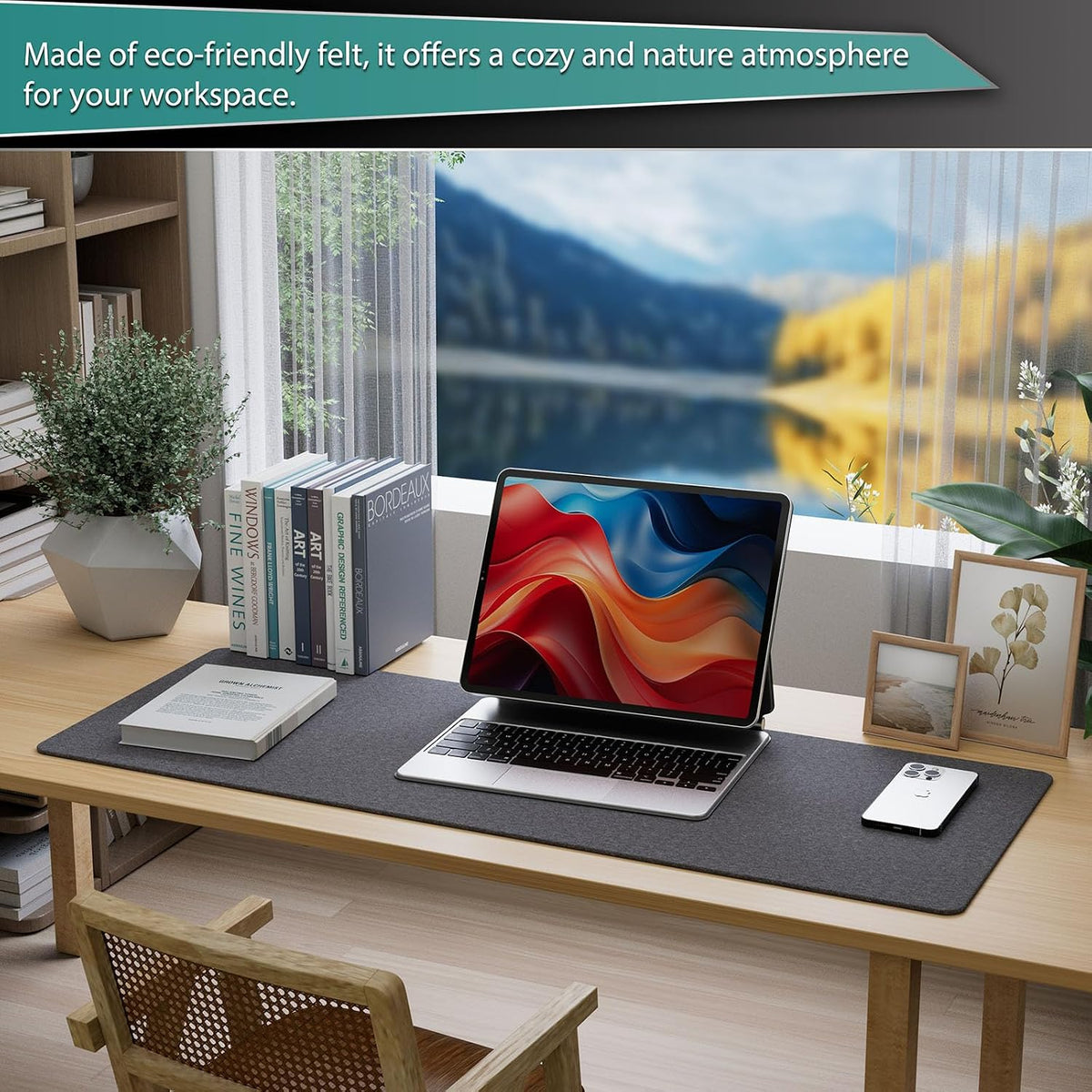 Large Felt Desk Protector Mat and Pad, (Dark Gray, 31.5"x11.8")