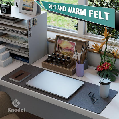 Large Felt Desk Protector Mat and Pad, (Dark Gray, 31.5"x11.8")