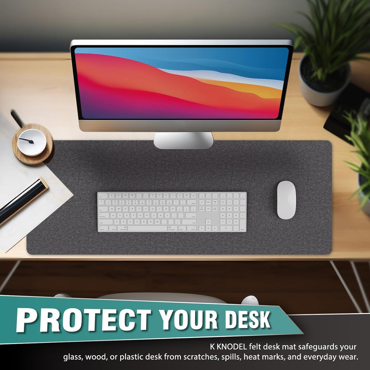 Large Felt Desk Protector Mat and Pad, (Dark Gray, 31.5"x11.8")