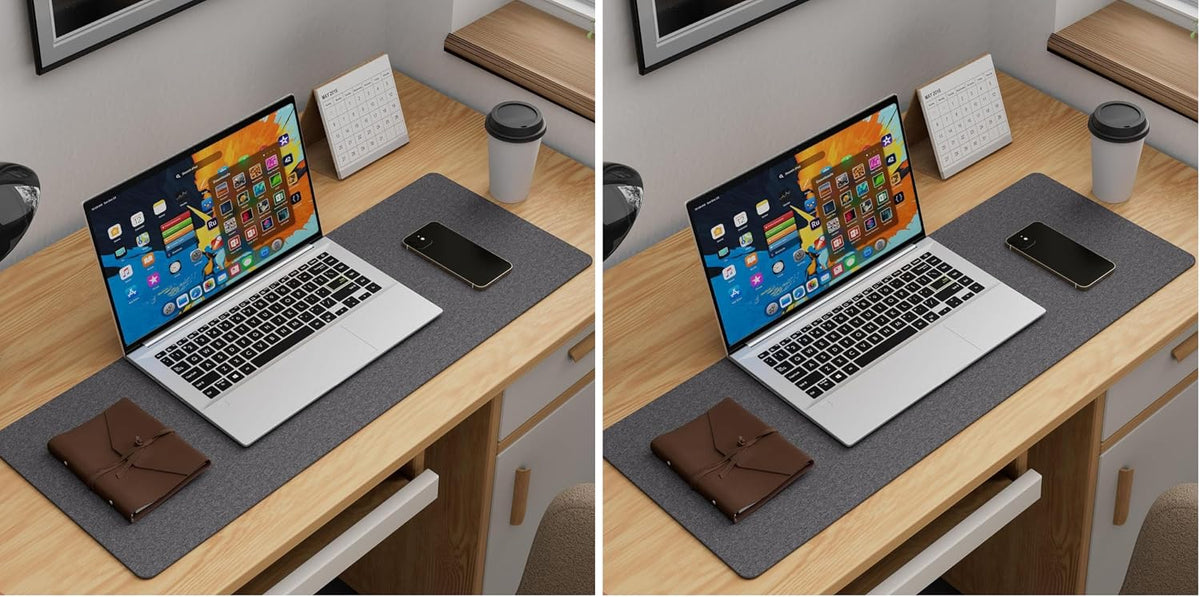 Large Felt Desk Protector Mat and Pad, (Dark Gray, 31.5"x11.8")
