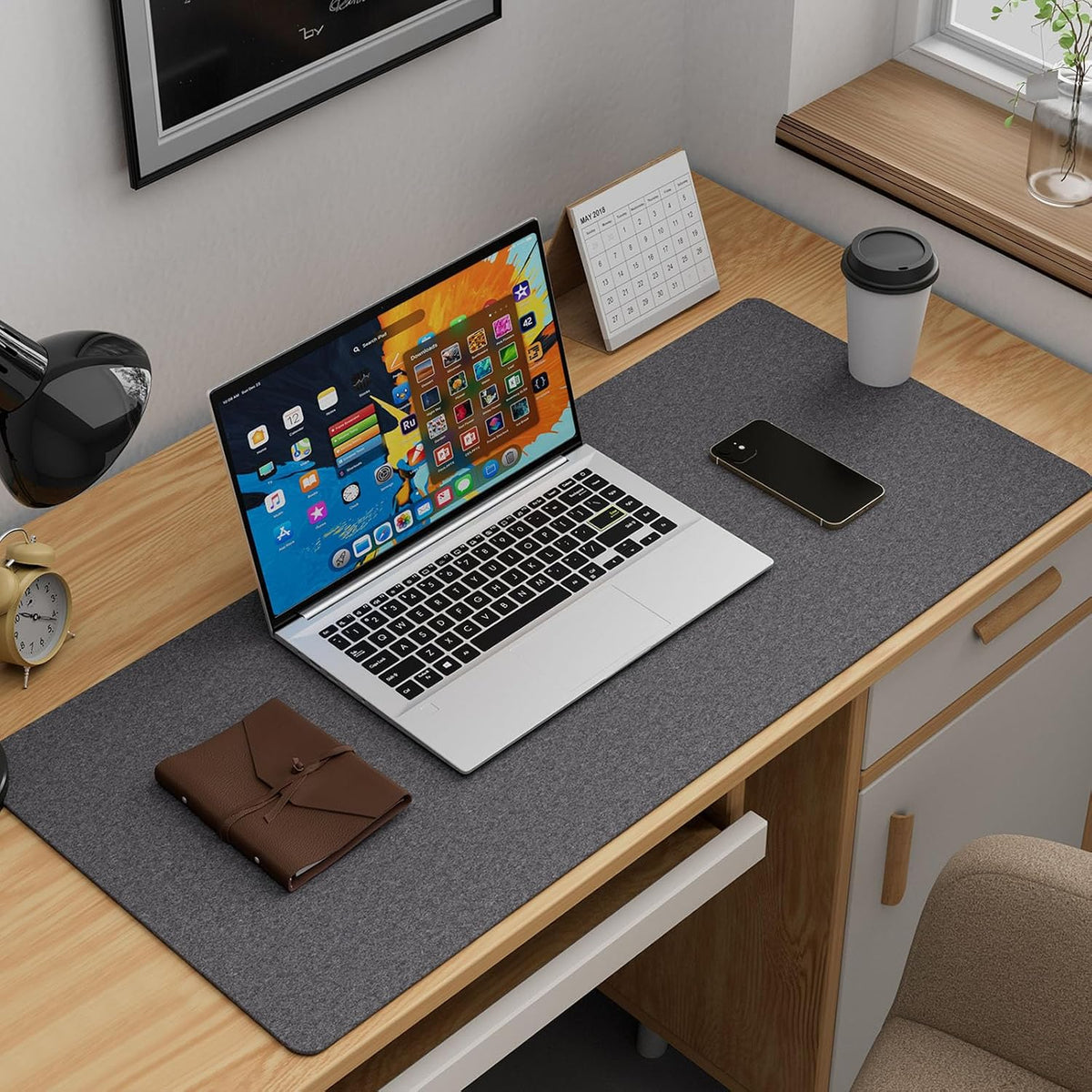 Large Felt Desk Protector Mat and Pad, (Dark Gray, 31.5"x11.8")