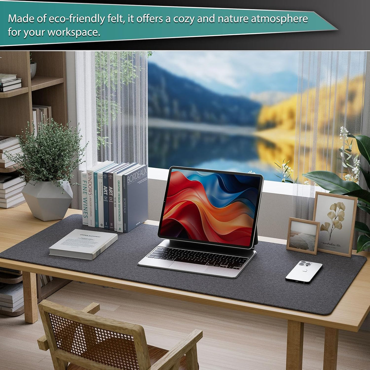 Large Felt Desk Protector Mat and Pad, (Dark Gray, 31.5"x11.8")