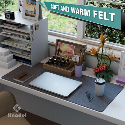 Large Felt Desk Protector Mat and Pad, (Dark Gray, 31.5"x11.8")