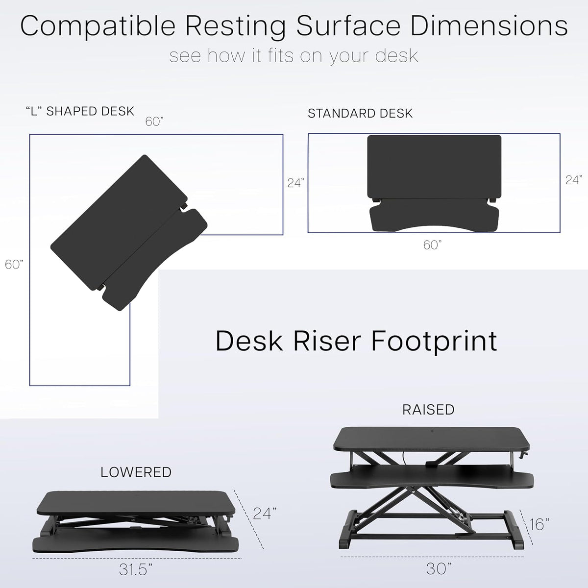 Black 32 in Standing Desk Converter, DESK-V000K
