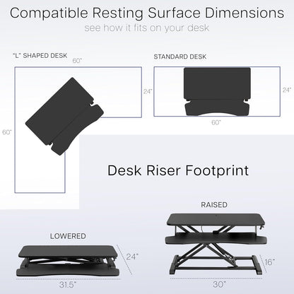 Black 32 in Standing Desk Converter, DESK-V000K