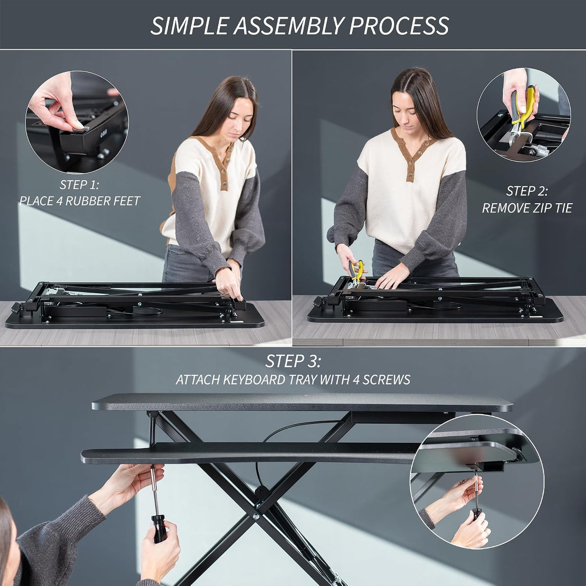 Black 32 in Standing Desk Converter, DESK-V000K