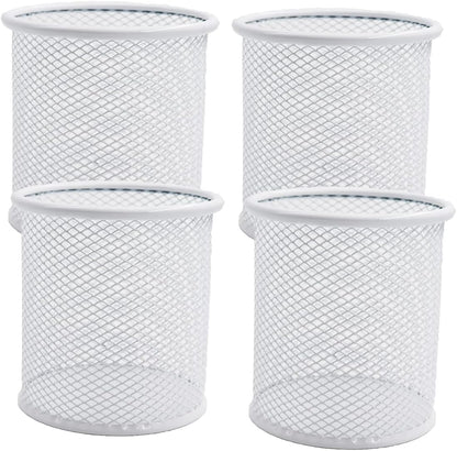 Pen Holder Pencil Holder Metal Pen Holder Cup Pencil Holder for Desk Office Pen Pencil Organizer for Desk Black, Square 4 Pack