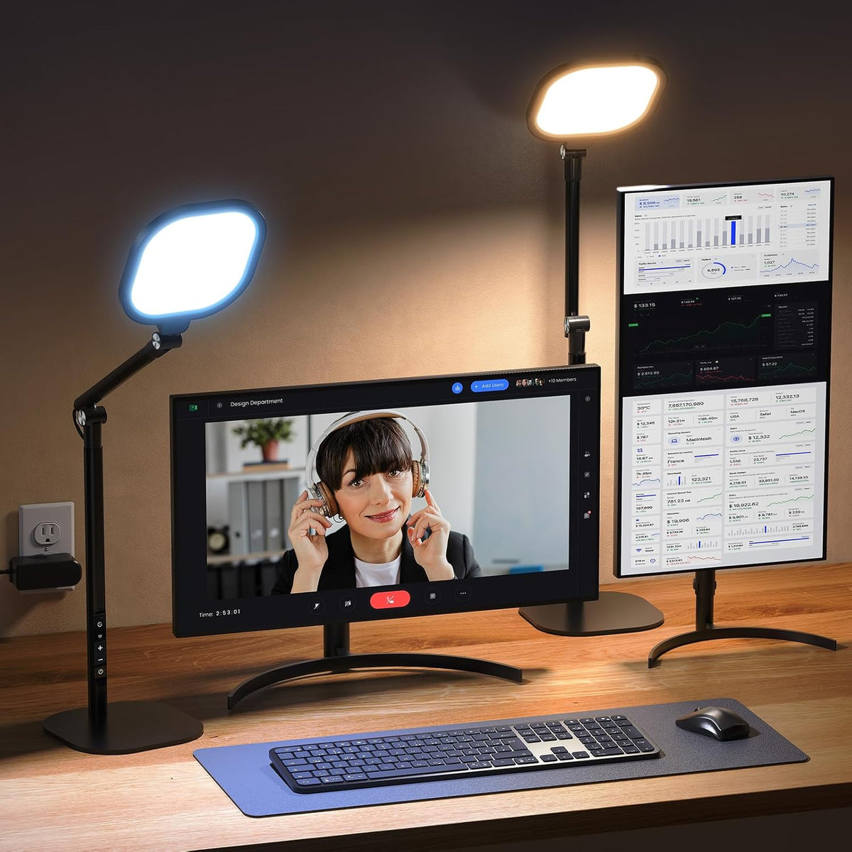 Tall LED Desk Lamps Home Office, Edge-Lit Eye-Care, 50 Light Modes