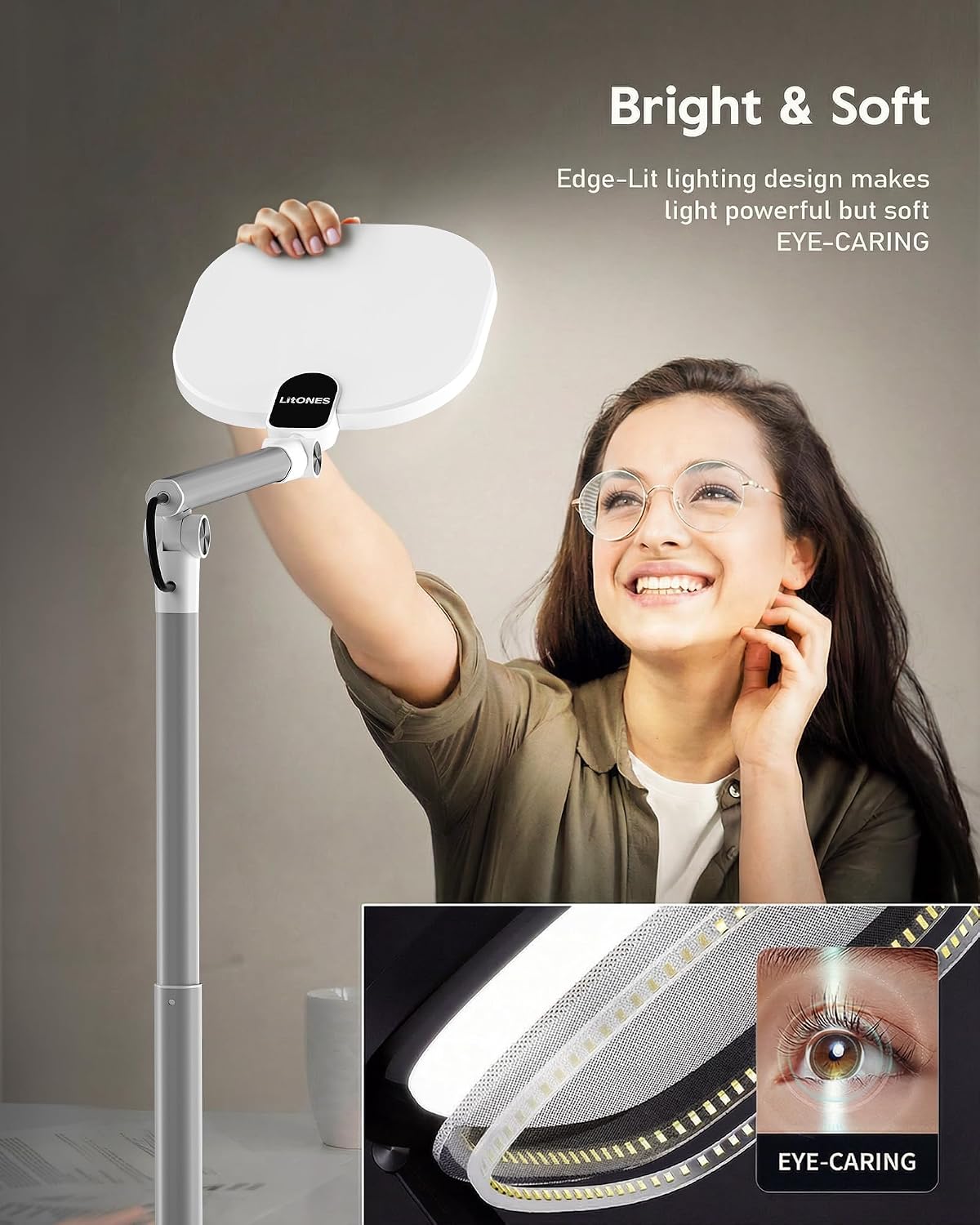 Tall LED Desk Lamps Home Office, Edge-Lit Eye-Care, 50 Light Modes