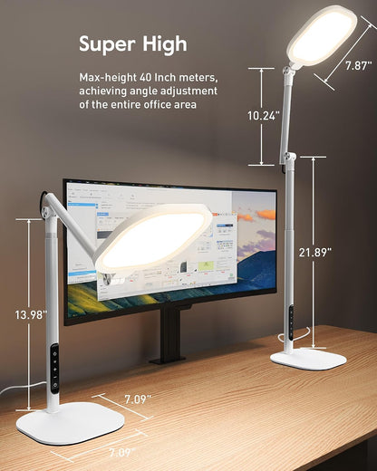 Tall LED Desk Lamps Home Office, Edge-Lit Eye-Care, 50 Light Modes