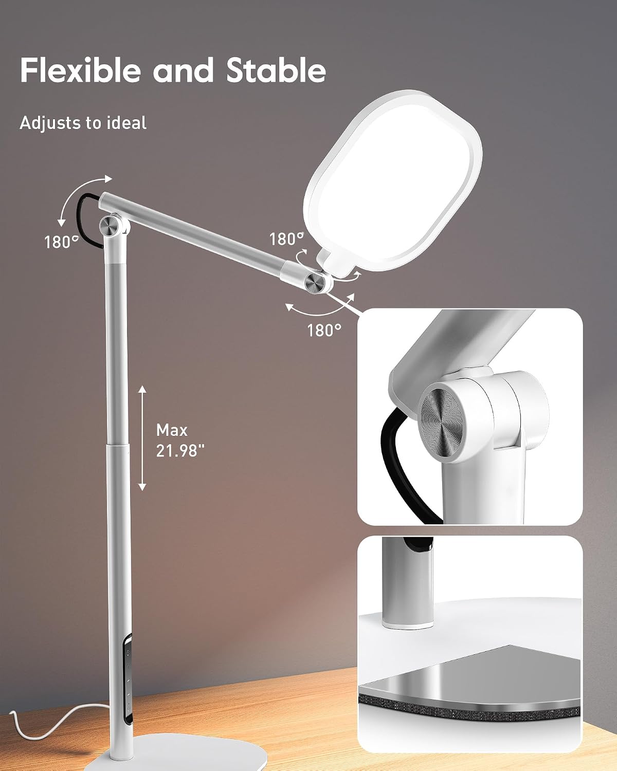 Tall LED Desk Lamps Home Office, Edge-Lit Eye-Care, 50 Light Modes