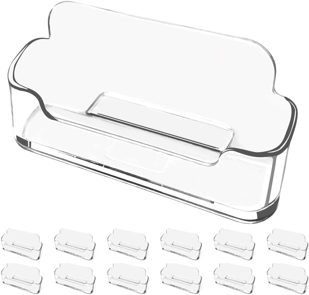 Business Card Holder for Desk - 12 Pack Acrylic Business Card Holder , Fits 30-50 Business Cards Display Business Card Stand Desktop Business Card Holders for Exhibition