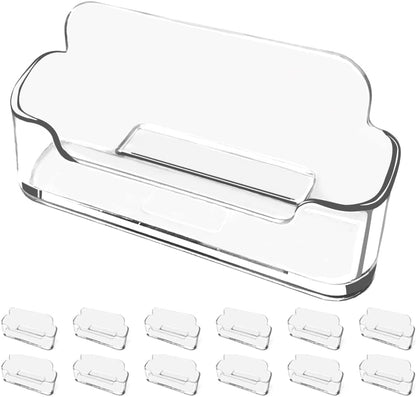 Business Card Holder for Desk - 12 Pack Acrylic Business Card Holder , Fits 30-50 Business Cards Display Business Card Stand Desktop Business Card Holders for Exhibition