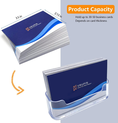 Business Card Holder for Desk - 12 Pack Acrylic Business Card Holder , Fits 30-50 Business Cards Display Business Card Stand Desktop Business Card Holders for Exhibition