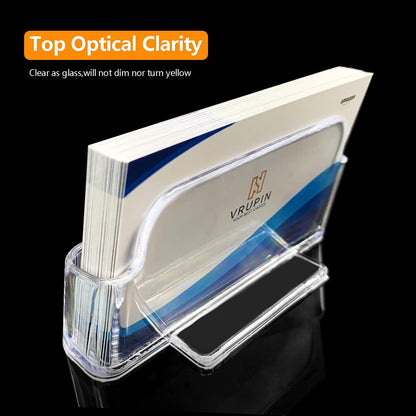 Business Card Holder for Desk - 12 Pack Acrylic Business Card Holder , Fits 30-50 Business Cards Display Business Card Stand Desktop Business Card Holders for Exhibition
