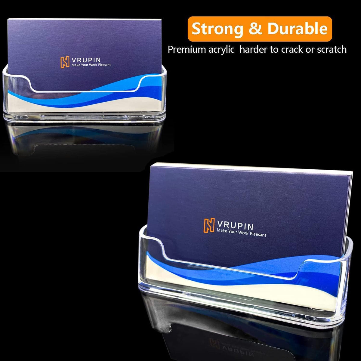 Business Card Holder for Desk - 12 Pack Acrylic Business Card Holder , Fits 30-50 Business Cards Display Business Card Stand Desktop Business Card Holders for Exhibition