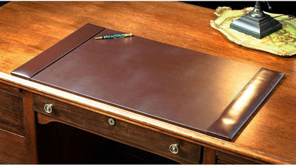Bonded Leather Desk Pad with Side Rails - Luxury Leather Desk Blotter for Writing (30 x 18, Brown)