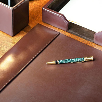 Bonded Leather Desk Pad with Side Rails - Luxury Leather Desk Blotter for Writing (30 x 18, Brown)