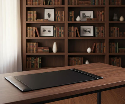 Bonded Leather Desk Pad with Side Rails - Luxury Leather Desk Blotter for Writing (30 x 18, Brown)
