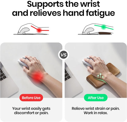 Mouse Wrist Rest for One-Hand Gaming Keypad, Ergonomic Walnut Rest