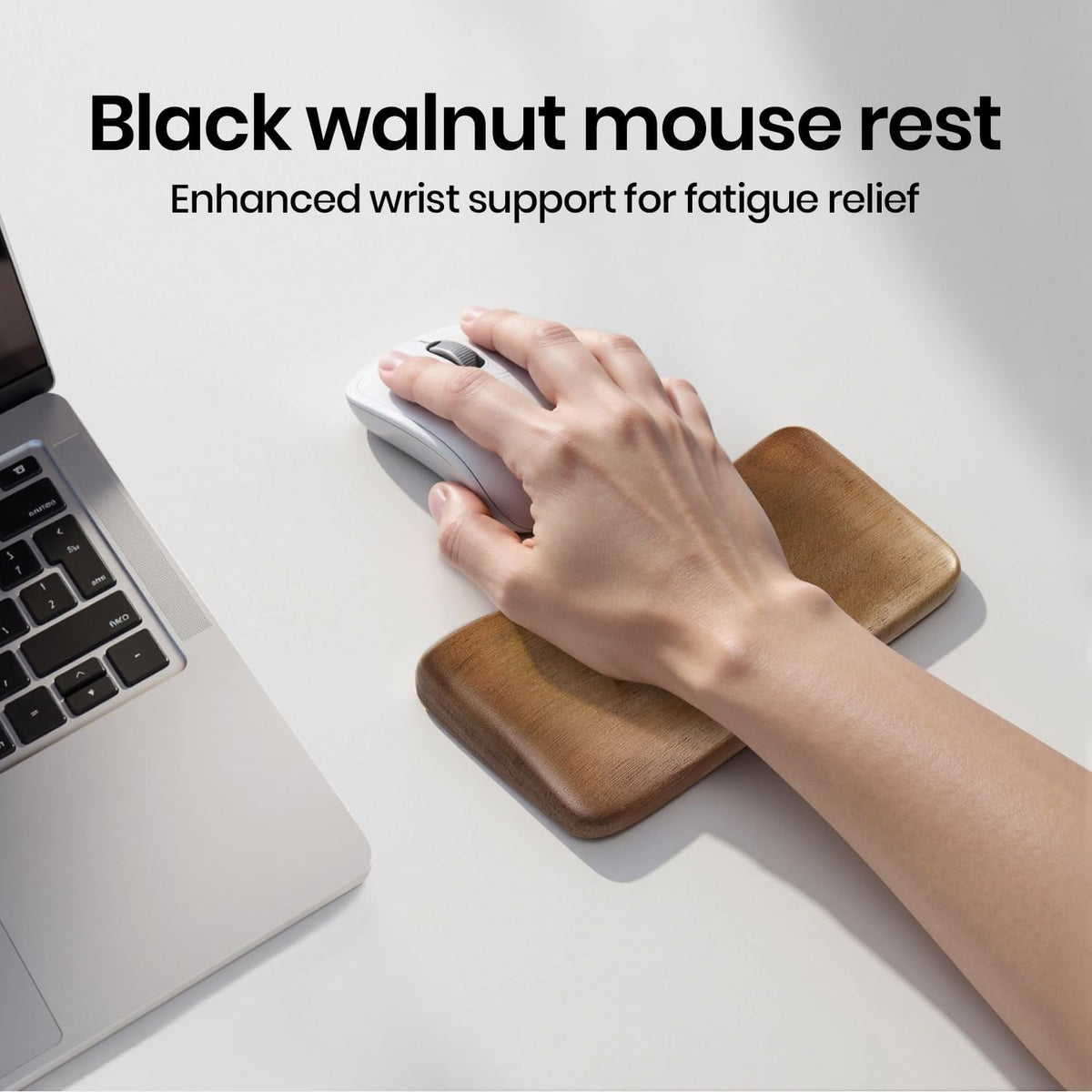 Mouse Wrist Rest for One-Hand Gaming Keypad, Ergonomic Walnut Rest