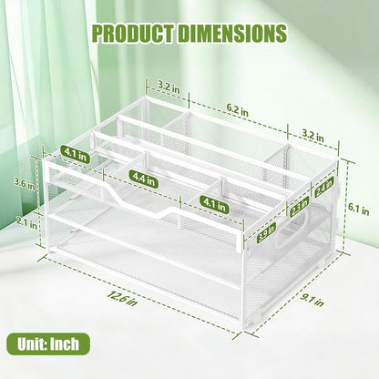 4 Tier Metal Desk Organizer with Magazine File Holder, Black