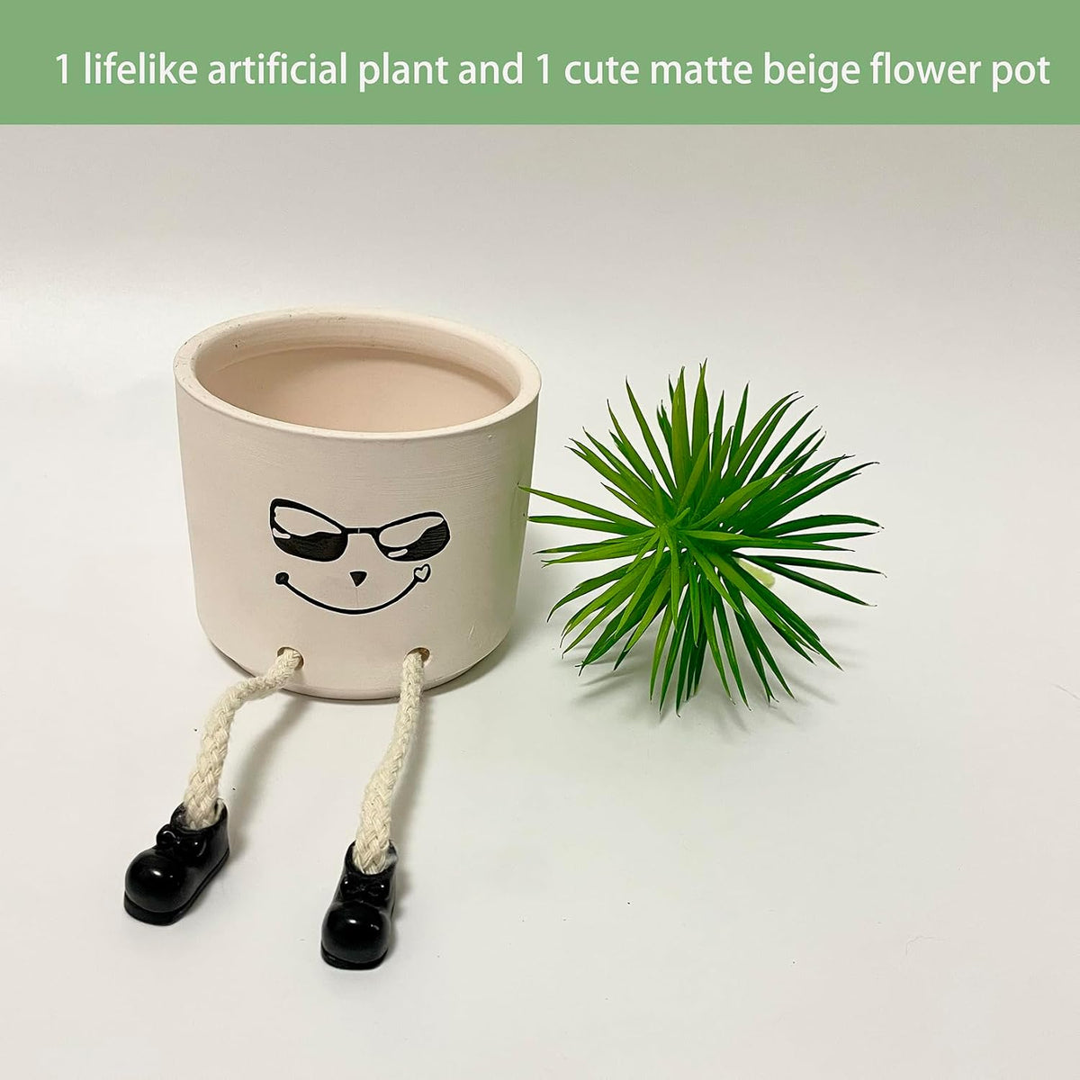 Small Plant Pot with Artificial Succulents, Fake Succulent Plants for Desk Decor, Cute Ceramics Planter with Drainage Holes for Home,Bathroom Office Shelf Decor