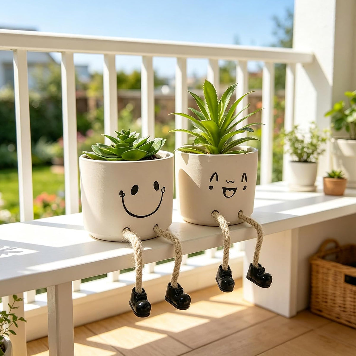 Small Plant Pot with Artificial Succulents, Fake Succulent Plants for Desk Decor, Cute Ceramics Planter with Drainage Holes for Home,Bathroom Office Shelf Decor