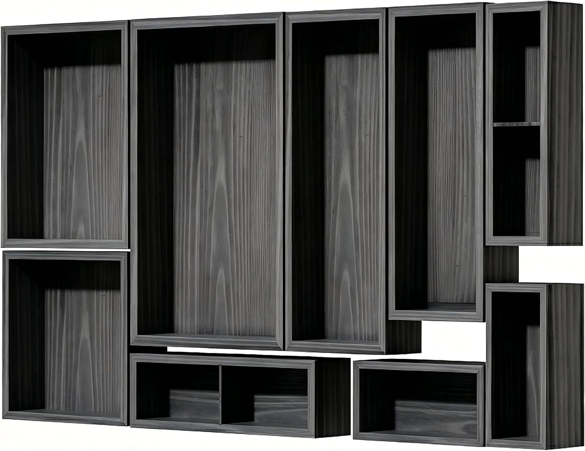 9-Pack Solid Wood Junk Drawer Organizer, Modular Desk Drawer Tray & Accessories with Non-Slip Pad, Multi-Use for Kitchen, Office, Bedroom Dresser, Utensil, Makeup, Stationery, Tea Bags & Coffee Pod