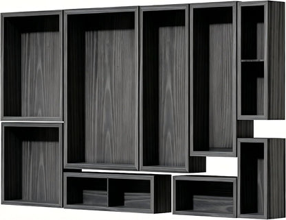 9-Pack Solid Wood Junk Drawer Organizer, Modular Desk Drawer Tray & Accessories with Non-Slip Pad, Multi-Use for Kitchen, Office, Bedroom Dresser, Utensil, Makeup, Stationery, Tea Bags & Coffee Pod