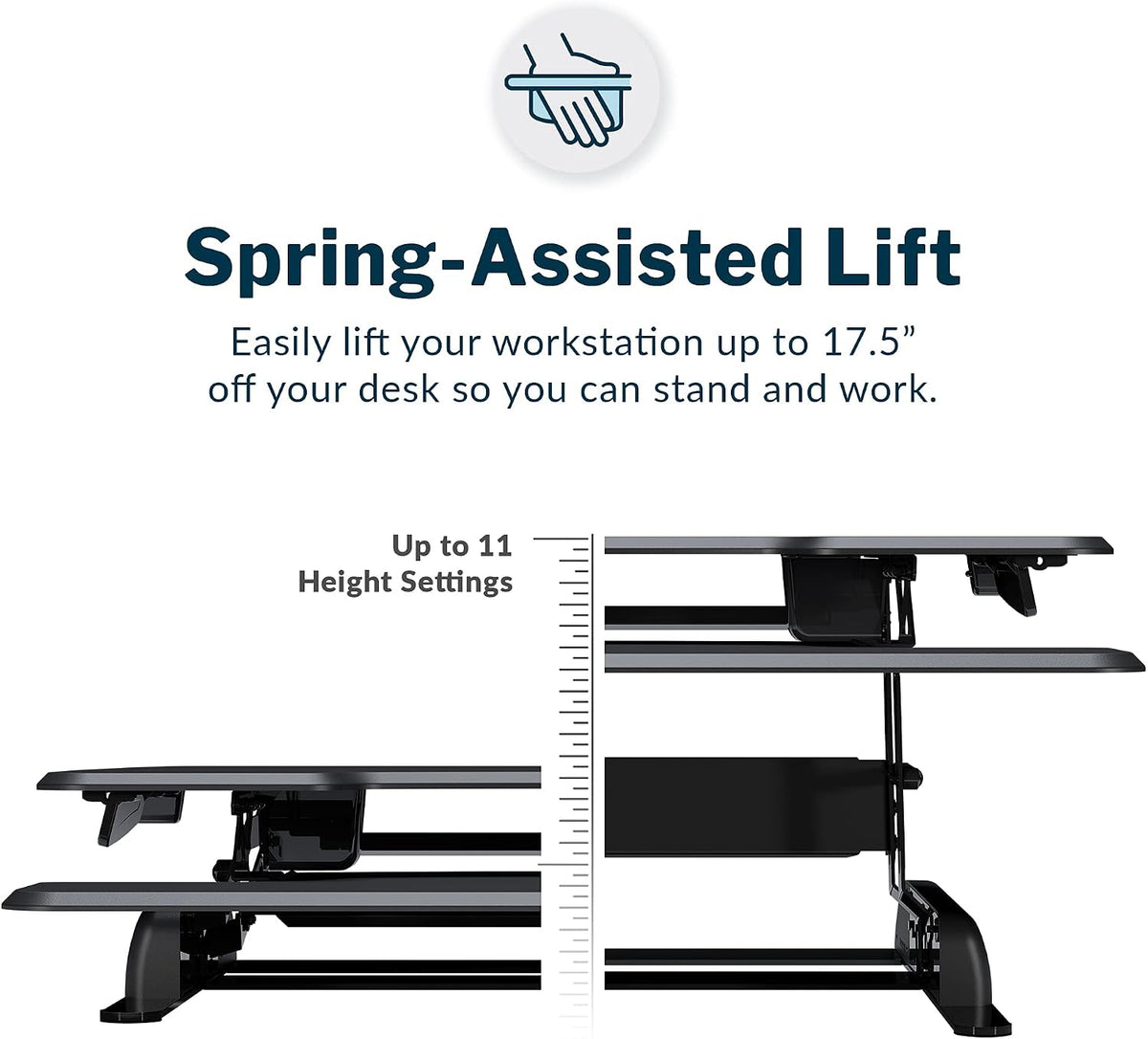 VariDesk Essential 36 - Two-Tier Standing Desk Converter for Monitor & Accessories - Height Adjustable Sit Stand Desk - Fully Assembled Monitor Riser for Home Office - 36" Wide, Black