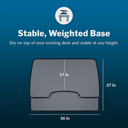 VariDesk Essential 36 - Two-Tier Standing Desk Converter for Monitor & Accessories - Height Adjustable Sit Stand Desk - Fully Assembled Monitor Riser for Home Office - 36" Wide, Black