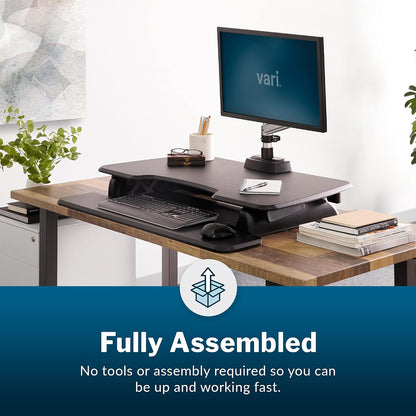 VariDesk Essential 36 - Two-Tier Standing Desk Converter for Monitor & Accessories - Height Adjustable Sit Stand Desk - Fully Assembled Monitor Riser for Home Office - 36" Wide, Black
