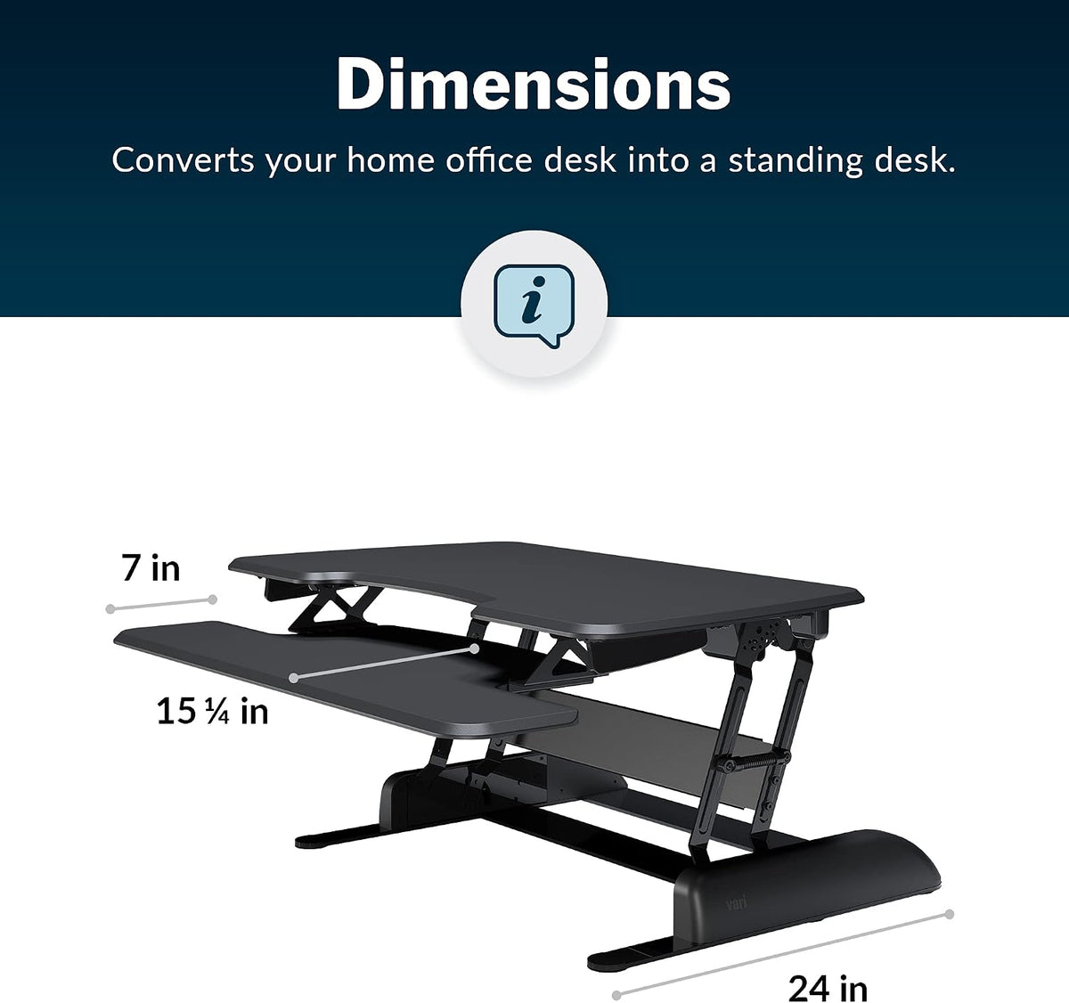 VariDesk Essential 36 - Two-Tier Standing Desk Converter for Monitor & Accessories - Height Adjustable Sit Stand Desk - Fully Assembled Monitor Riser for Home Office - 36" Wide, Black