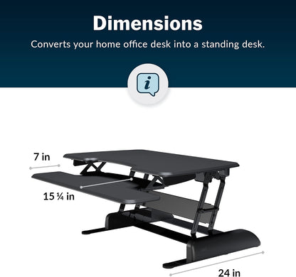 VariDesk Essential 36 - Two-Tier Standing Desk Converter for Monitor & Accessories - Height Adjustable Sit Stand Desk - Fully Assembled Monitor Riser for Home Office - 36" Wide, Black