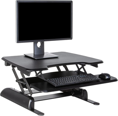VariDesk Essential 36 - Two-Tier Standing Desk Converter for Monitor & Accessories - Height Adjustable Sit Stand Desk - Fully Assembled Monitor Riser for Home Office - 36" Wide, Black