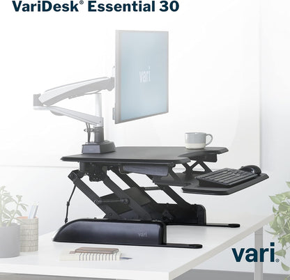 VariDesk Essential 36 - Two-Tier Standing Desk Converter for Monitor & Accessories - Height Adjustable Sit Stand Desk - Fully Assembled Monitor Riser for Home Office - 36" Wide, Black