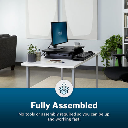 VariDesk Essential 36 - Two-Tier Standing Desk Converter for Monitor & Accessories - Height Adjustable Sit Stand Desk - Fully Assembled Monitor Riser for Home Office - 36" Wide, Black