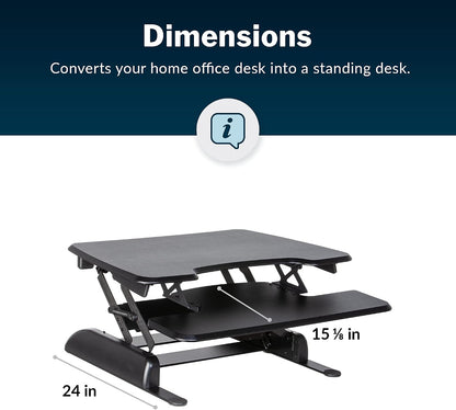 VariDesk Essential 36 - Two-Tier Standing Desk Converter for Monitor & Accessories - Height Adjustable Sit Stand Desk - Fully Assembled Monitor Riser for Home Office - 36" Wide, Black