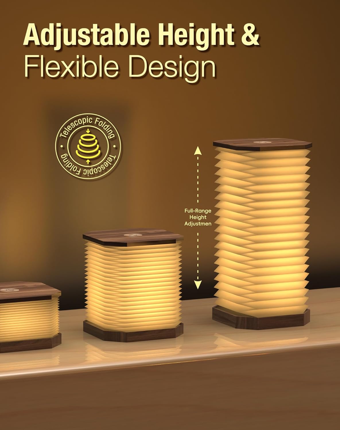 Vertical Accordion Bedside Table Lamp,Japanese Gifts Paper Lights